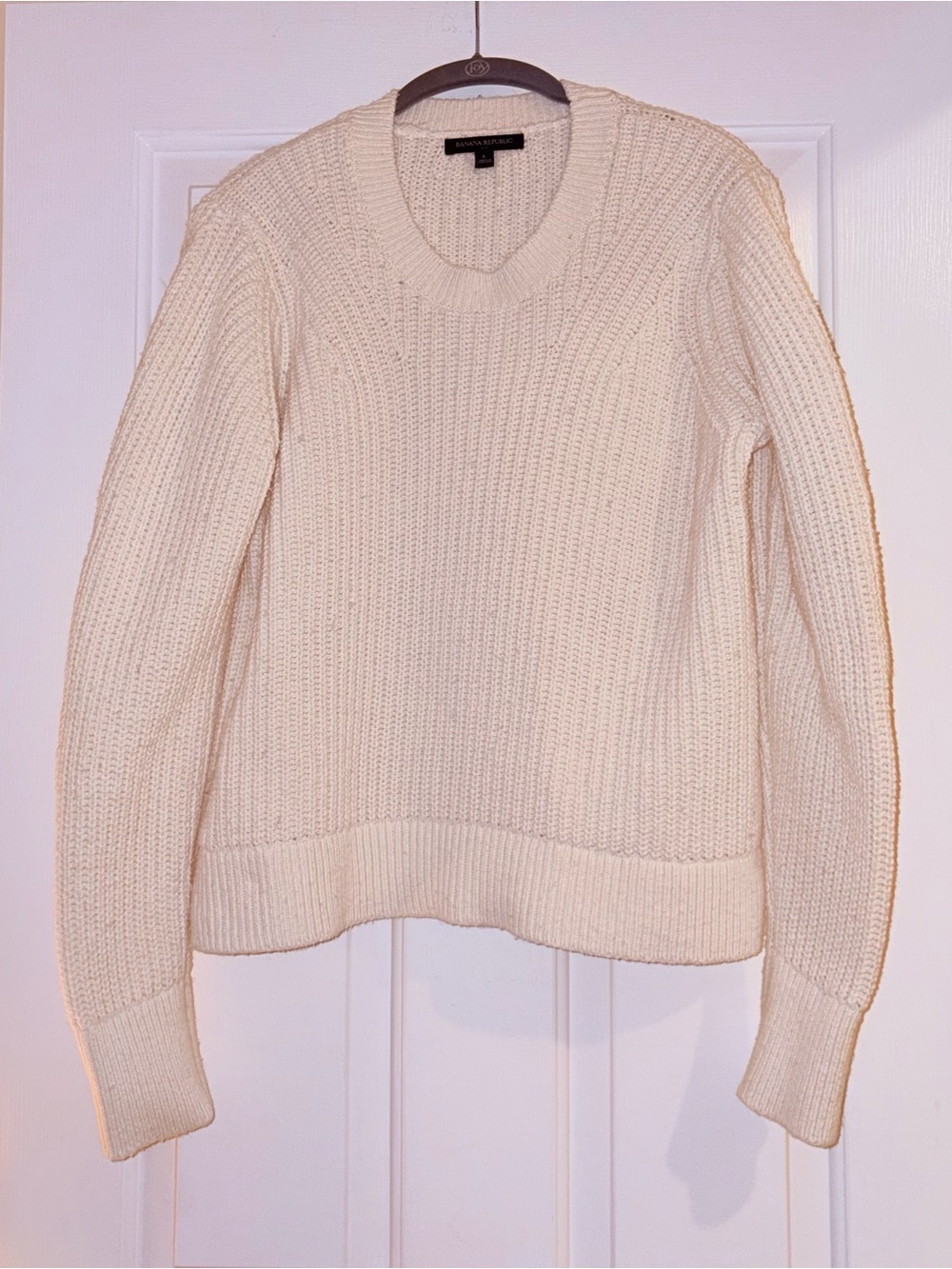 Banana Republic Cream Crewneck Fitted Sweater